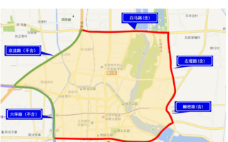 顺义限行区域范围图，顺义限行区域范围图含白马路吗